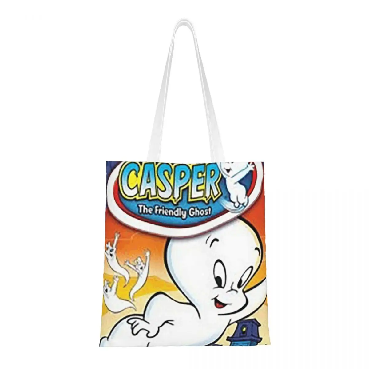 The Friendly Ghost Casper Shopping Bags Girls Canvas The Tote Bag Reusable Women Shoulder Tote Travel Handbag