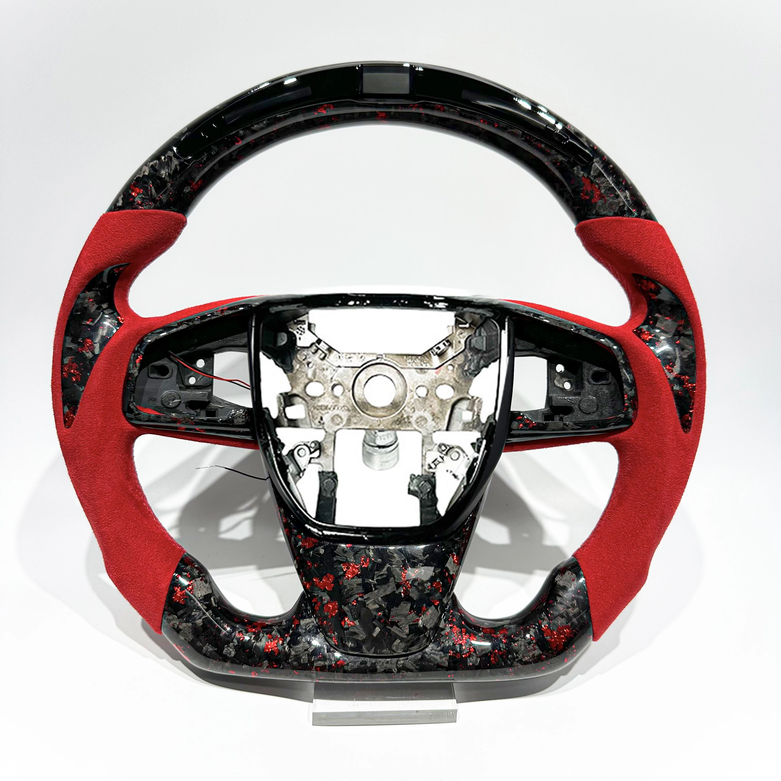 

Автомобильный руль со светодиодным дисплеем для Honda Civic 10-го красного цвета, кованые автомобильные детали из углеродного волокна с деталями колес из алькантары, настоящая новинка