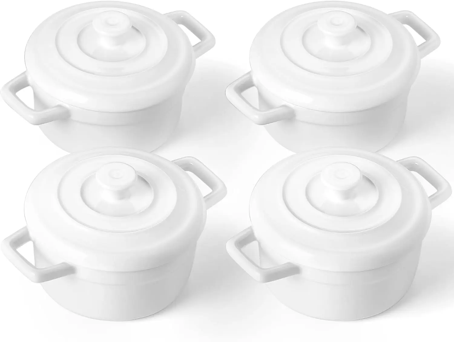 

Мини-кокоттилья - керамические формочки для запекания объемом 12 унций - наборы кухонных кассеролей с ручками и крышками - маленькие формочки для выпечки - для духовки