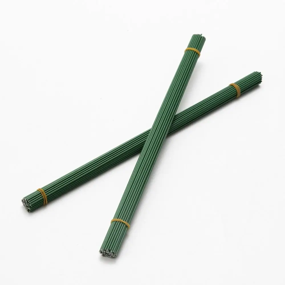 100pcs 2mm Artificial Flower Stem Plastic Cover Metal Core Green Flower Stem Florist Flower Vase Artificial Plant Stick
