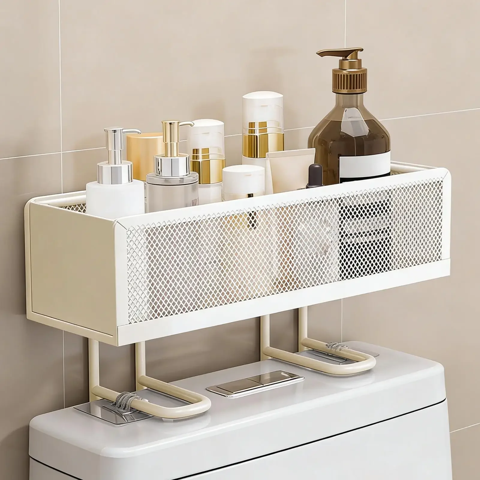 Toilet Shelf Metal Adhesive Space Saving Bathroom Stand Over Toilet Storage Shelves for Home Restroom Kitchen Laundry Room Paper