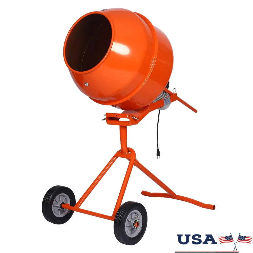 Portable 5 Cu Ft Concrete Mixer with 600W Motor Barrow Wheel Mixing Machine