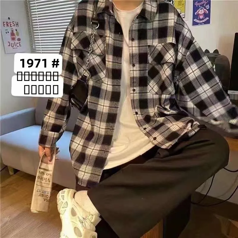 

Осенняя свободная повседневная женская рубашка в клетку, скрывающая фигуру, из полиэстера, с длинным рукавом, средней длины, тонкая, женская рубашка