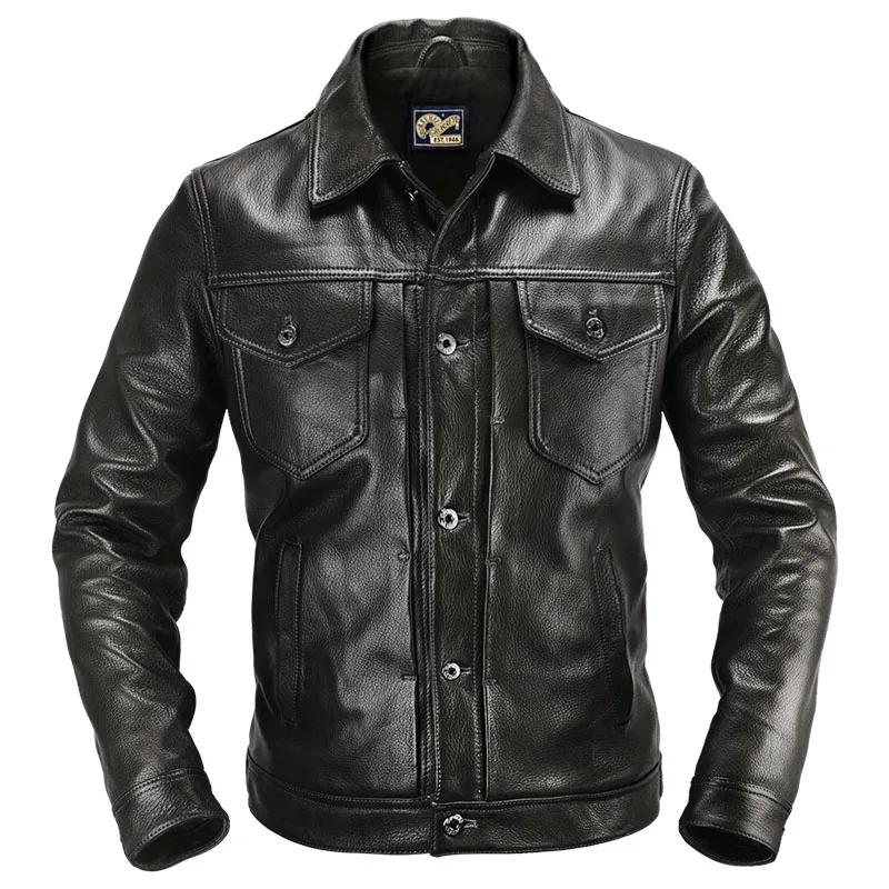 

Genuine Leather Jacket Men's Top Layer Goat Leather Retro Casual Short Fashion Motorcycle Riding Jacket Leather Jacket