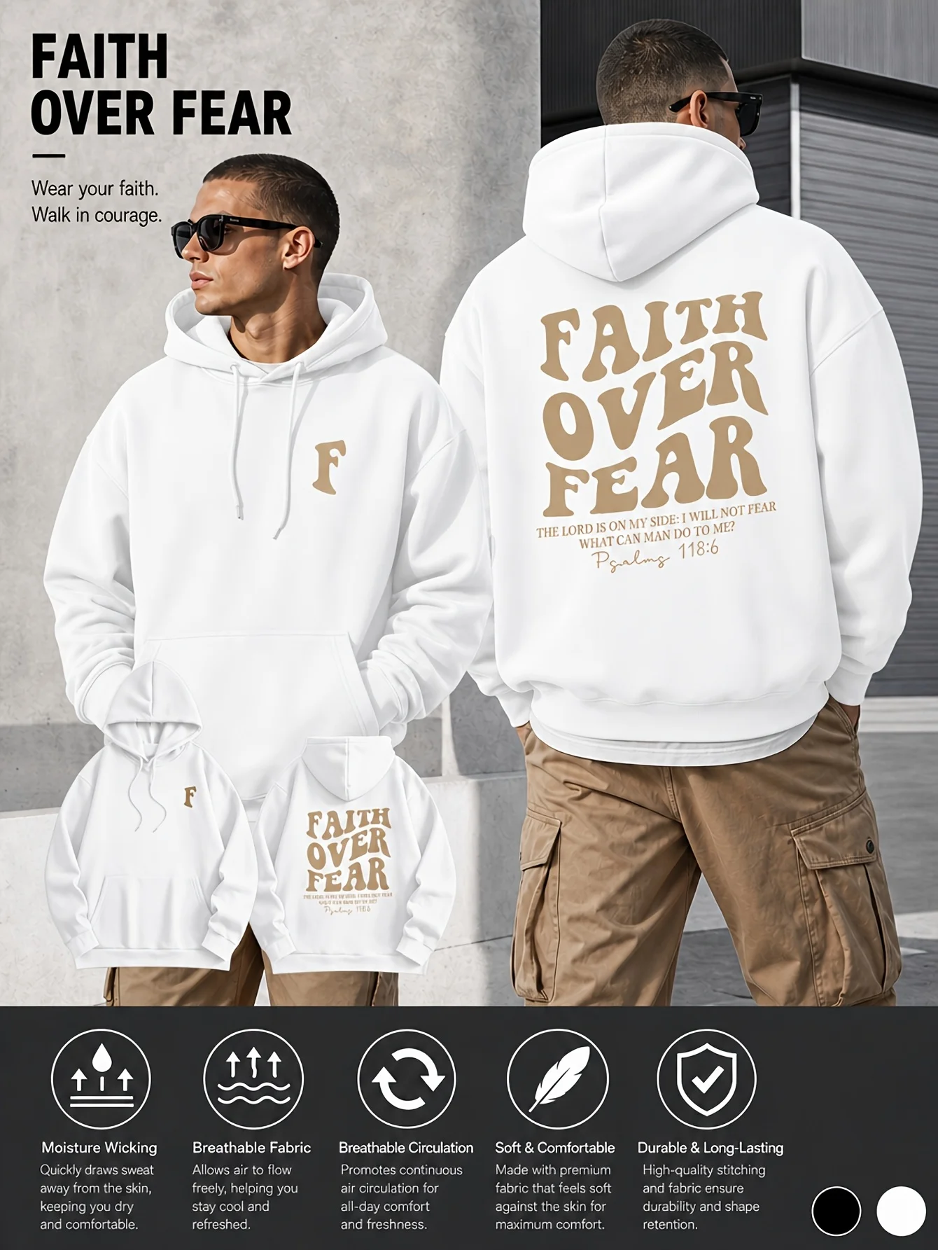 Faith Hoodie Unisex Christian Bible Religious Jesus God Psalm Verse Quote Trendy Oversized Sport Sweatshirts