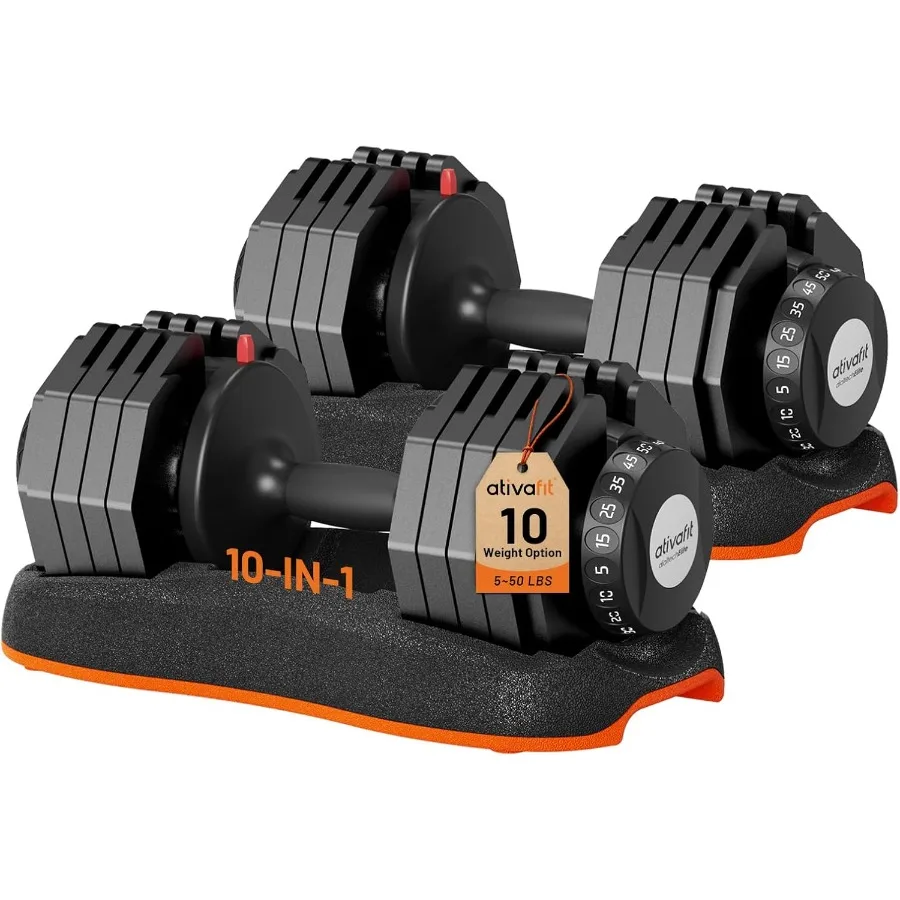 Adjustable Dumbbells Set, 5 88LB Quick Adjust Free Weights with Double Safety Lock and Anti-Slip Steel Handle, Space Saving Hom