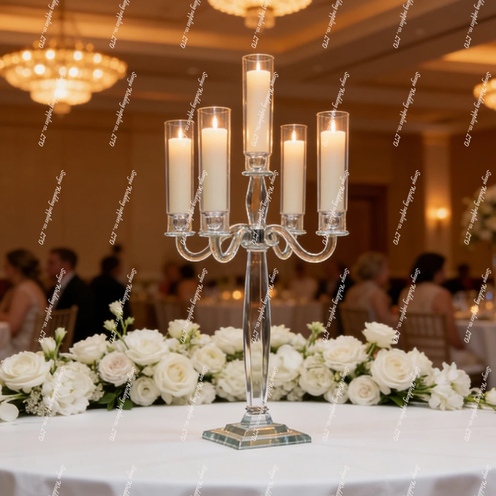 1-10pcs)100cmf25Large Luxury Modern Glass crystal Wedding table Floor flower Stand Vase Spectacular flower Display Standing Vase