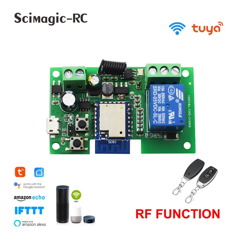 

1/4 CH Tuya Wifi Smart Switch Relay USB 5V 7-32V 220V Module with RF433 Wireless Remote Control Timer Inching Self-Locking