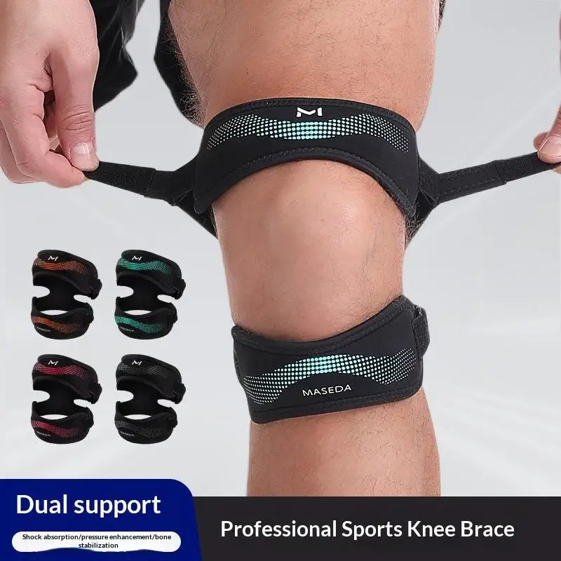 1Pc Soft Adjustable Shock Absorbing Double Patellar Band Knee Support Breathable Knee Patella Stabilizer Strap Knee Protector