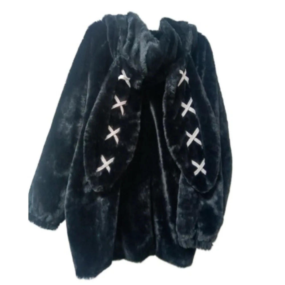 

New Y2k Hooded Coats Harajuku Thicked Rabbit Ears Punk Tops Oversized Warm Women Jackets Winter