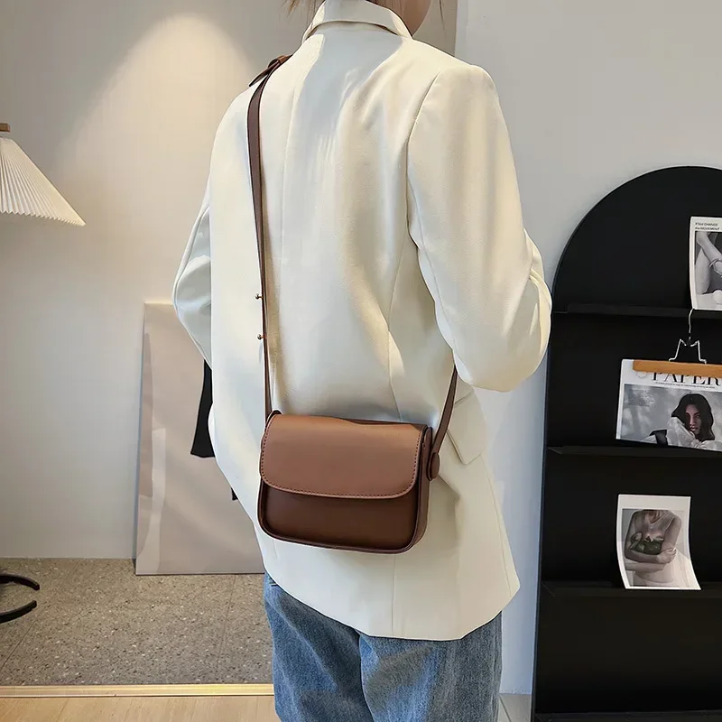 Sac à Main à Rabat Vert Solide pour Femme, Petit Sacoche de Styliste, Tendance, à Bandoulière, 2024