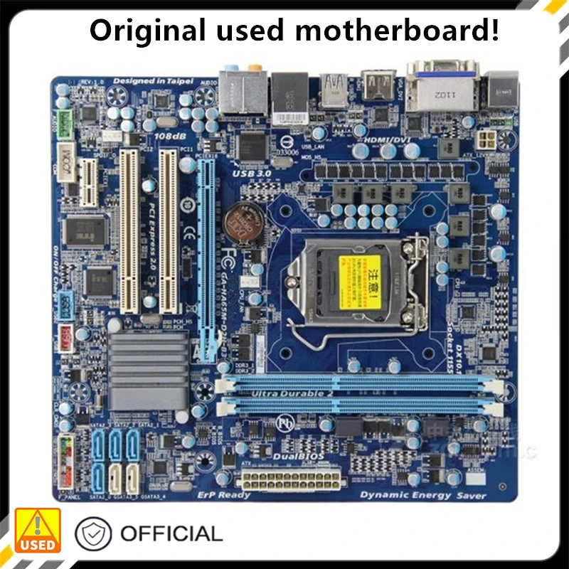 

H61 GA-HA65M-D2H-B3 HA65M-D2H-B3 Used Desktop Board H61 Slot LGA1155 DDR3 Motherboard SATA2 USB2.0 Support I3 I5 I7