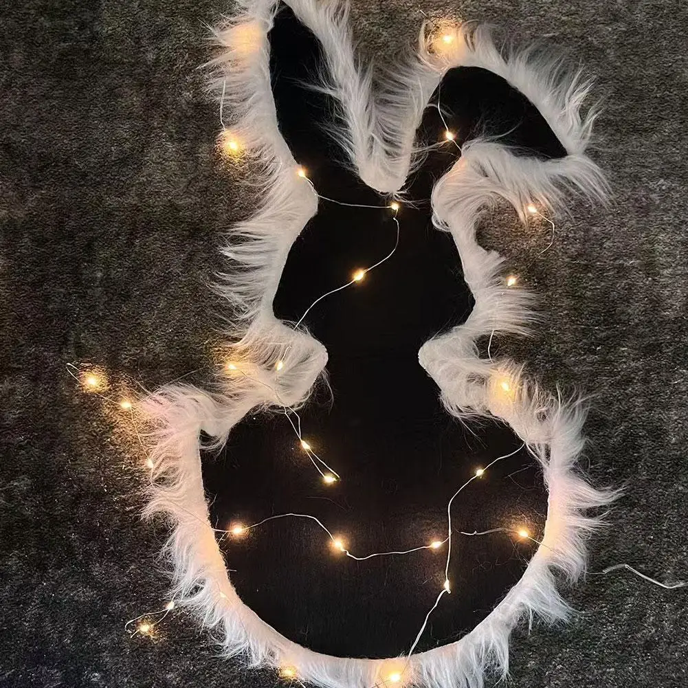 Easter Bunny Rug with Warm Lights - Fun Easter Decorations, Bedroom Rugs, Holiday Gifts for Easter