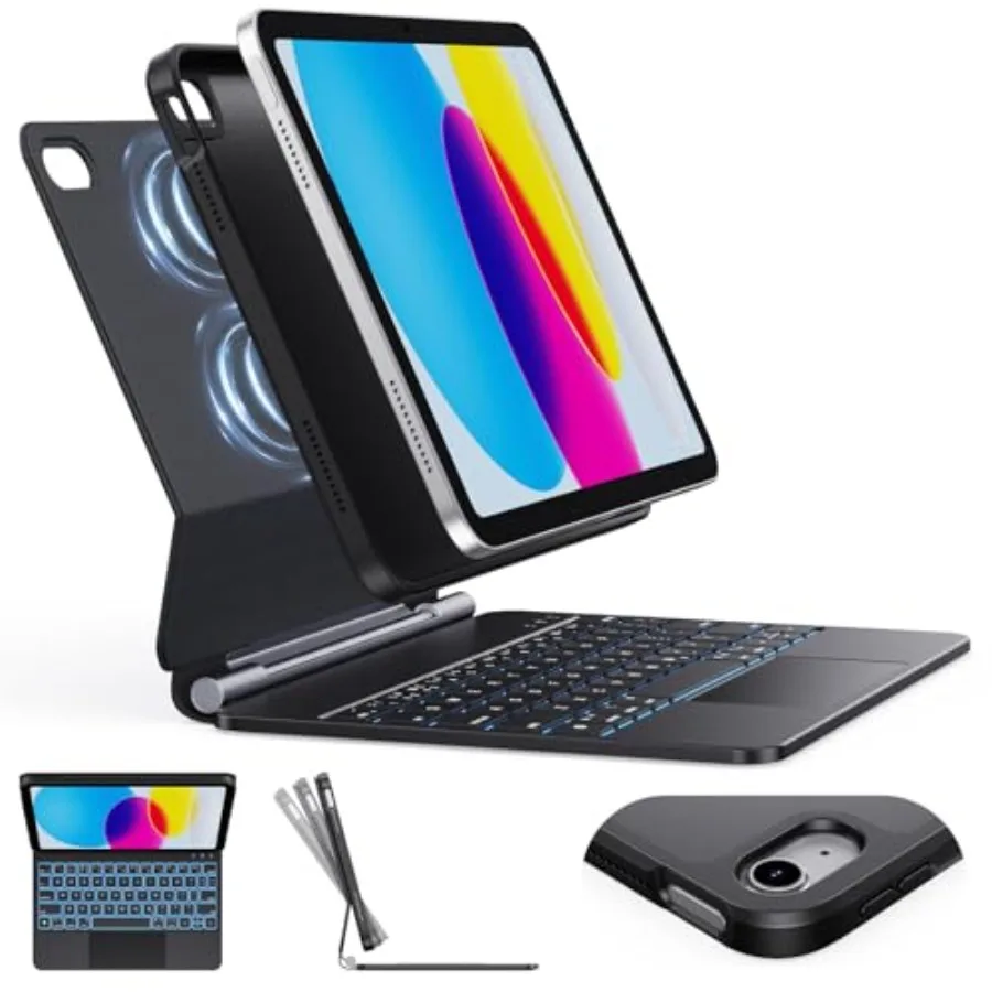 

Keyboard Case for iPad A16 11th 2025/10th Generation 10.9-inch 2022 7-Color Backlit with Removable Protective Case Floating Can