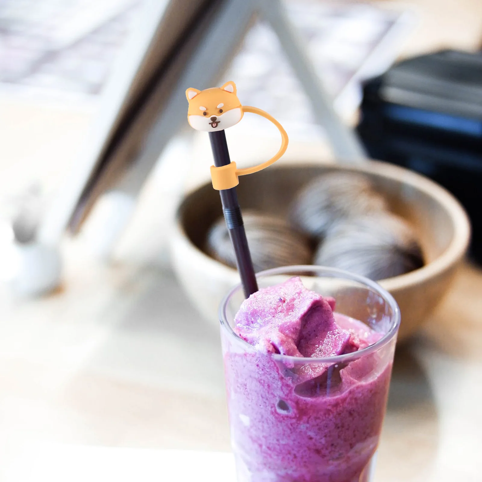 

12pcs Plugs For Cap Cute Cartoon Covers Reusable Straw End Protectors Rubber Anti Dust Splash Proof Straw Supplies