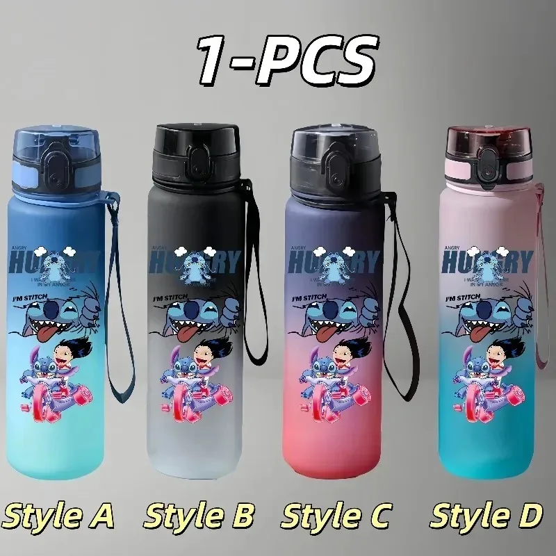 Botella de Agua de Anime Stitch Lilo & Stitch de 650 ml, a Prueba de Fugas, Portátil, con Cordón, para Deportes al Aire Libre, Viajes, Regalo de Cumpleaños para Niños y Niñas