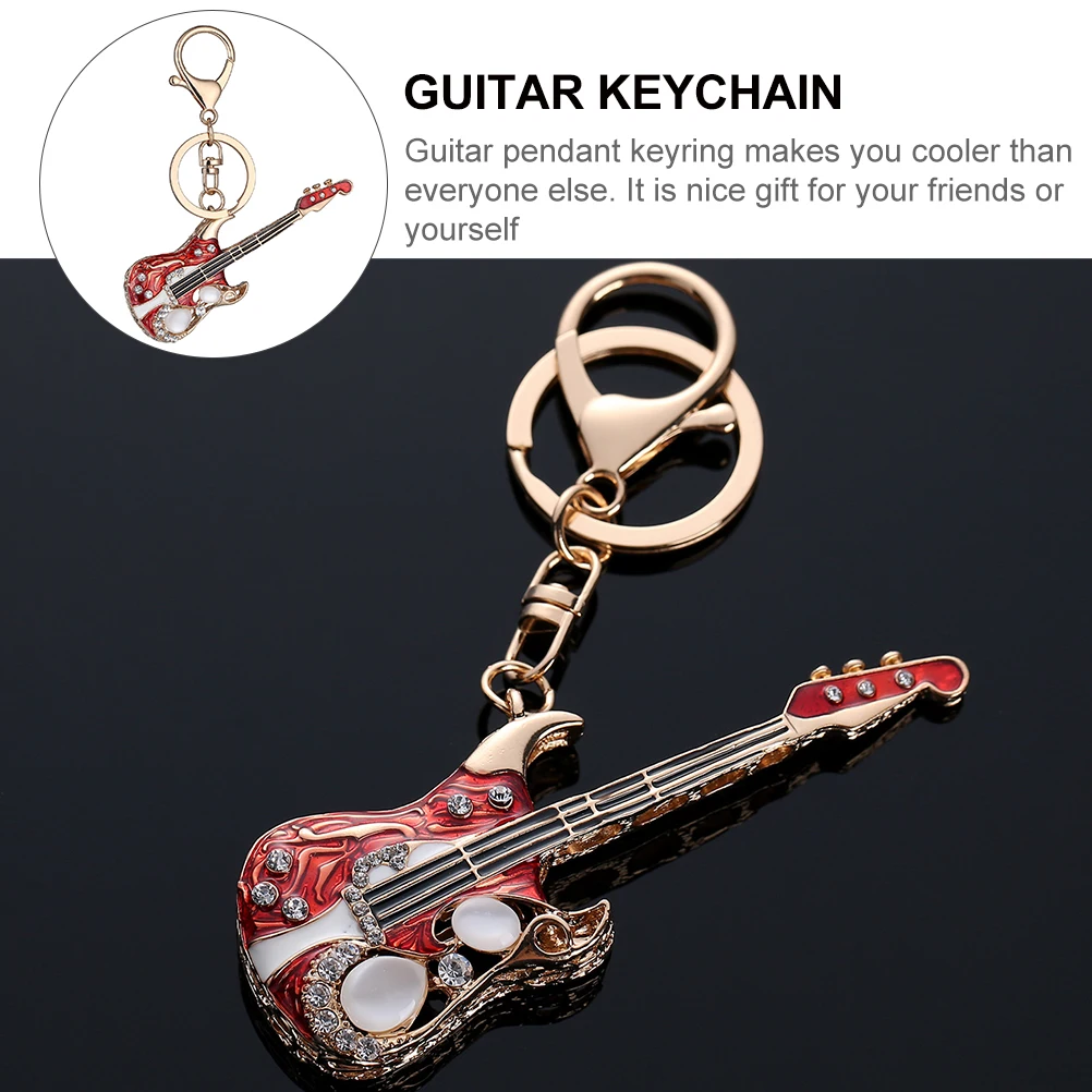 

Sparkling Rhinestone Keychain Decorative Pendant Mini Guitar Key Ring For Hanging Decoration Lovely Accessories Gift