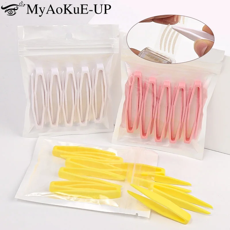 10pcs Double Eyelid Tweezers Plastic Clip Anti Slip Facial Mask Clip Beauty Assistant Lash Extension Portable Makeup Tools