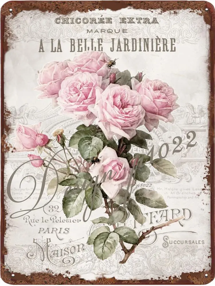 Dankbares und gesegnetes Rosen-Metall-Blechschild, florales Vintage-Blechschild, Wandbehang, Dekoration, Urlaub, Geburtstag, Valentinstag, Weihnachten