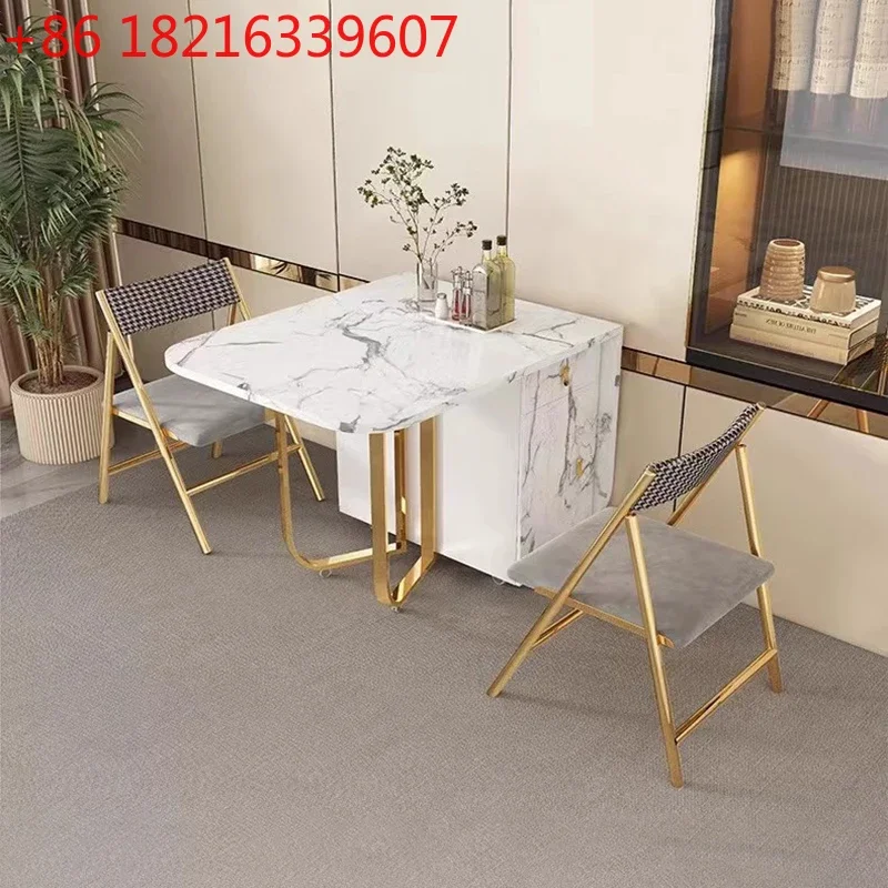 TAO Folding Dining Table 8-10 People Table Set 1.6m Square Table With Chair Set Furniture For Dining Room Apartment Living Room