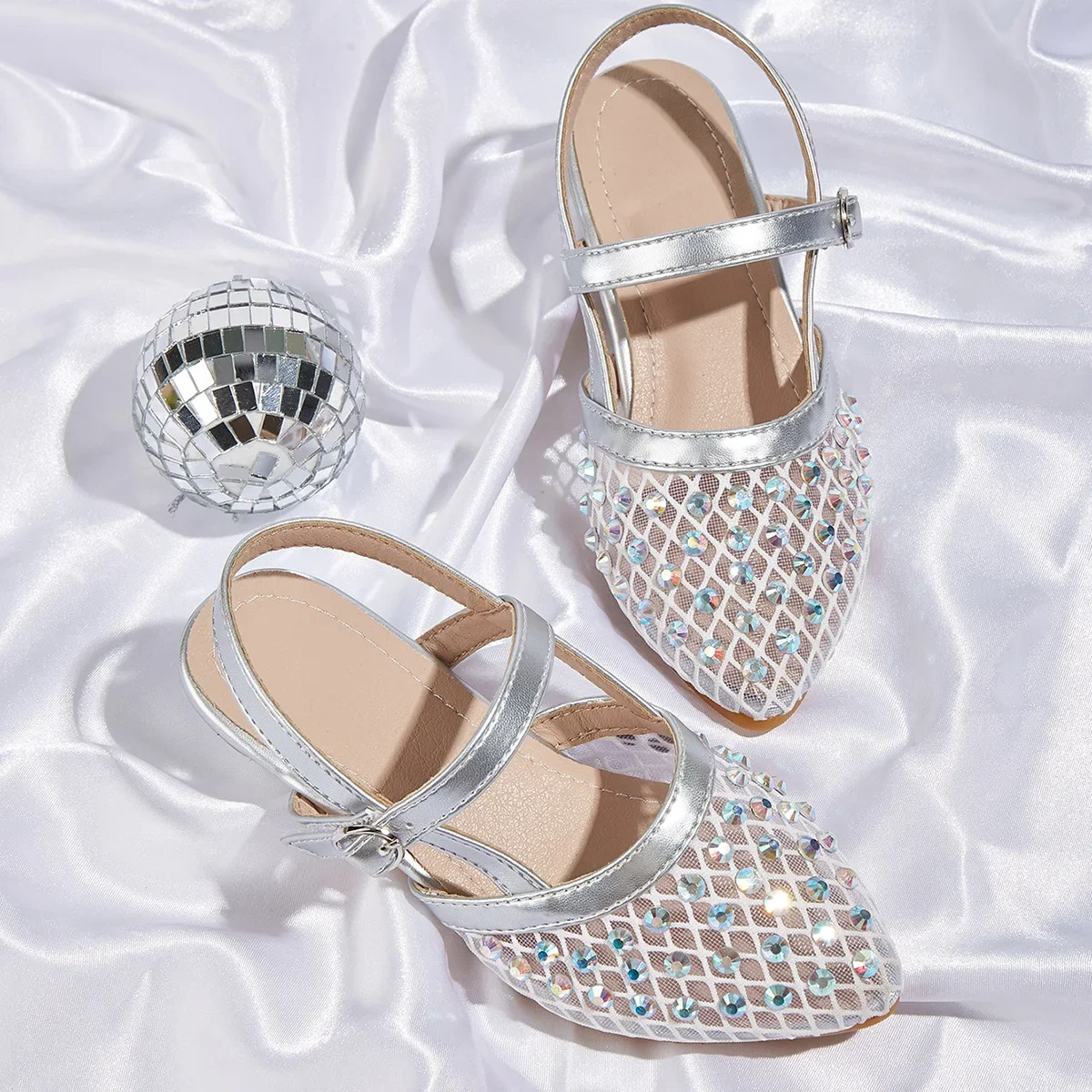 

Childrens Summer Sandals Non-slip Soft Sole Toddler Ballet Flats with Shiny Glitter Girls Fashion Sparkly Sequins Beach Shoes