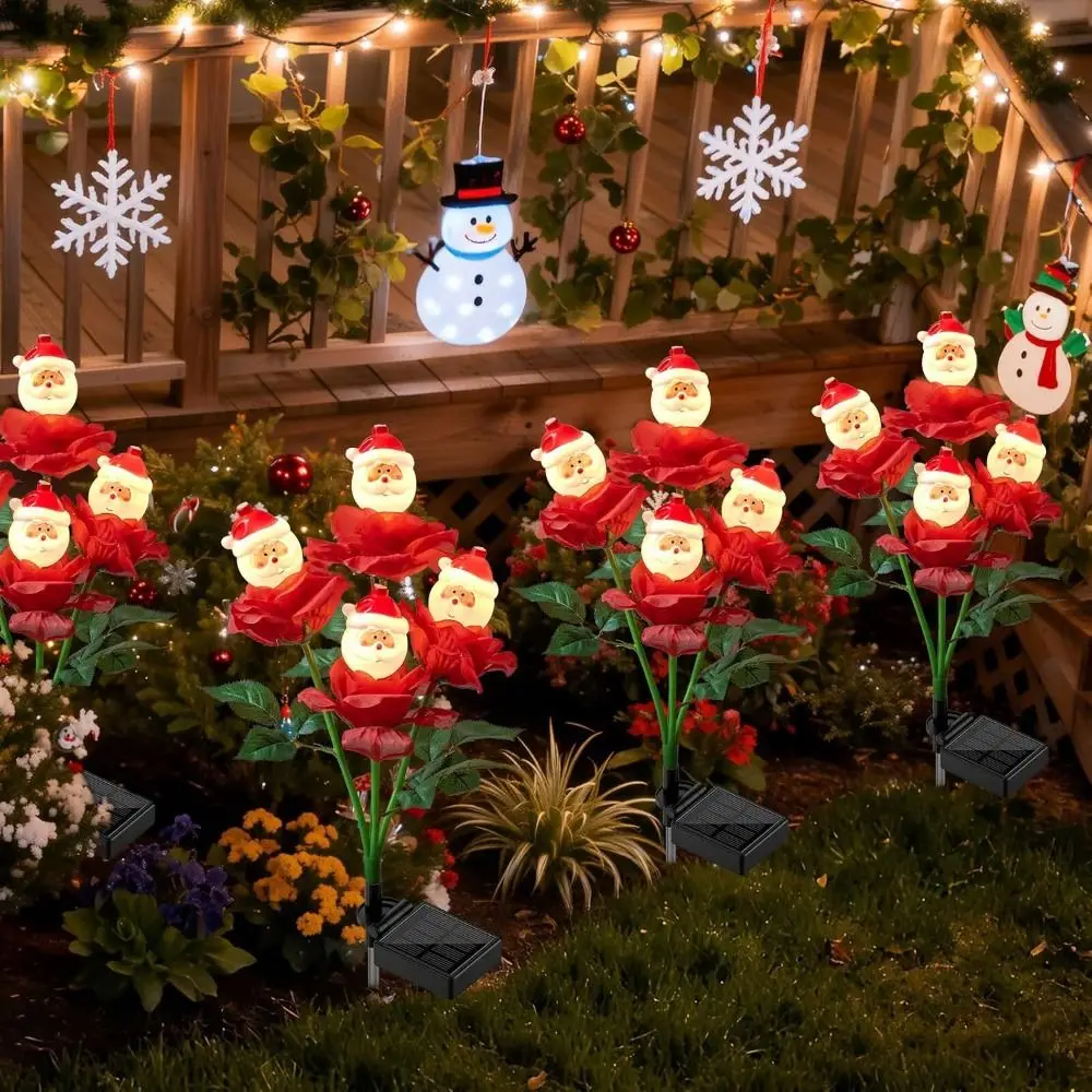 Solar Powered Solar Christmas Lights Waterproof Rose Design Christmas Decorative Lights Snowman Design Design