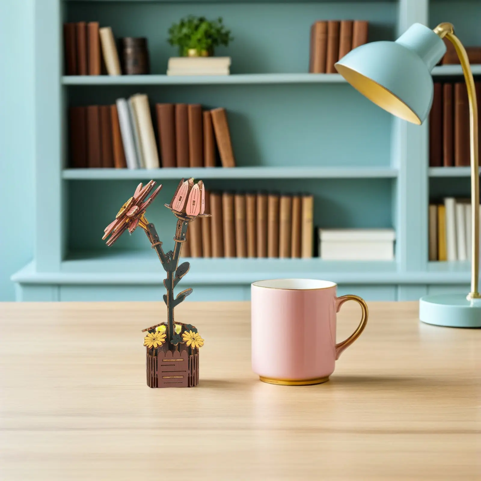 

Wooden Daisy Flower Jigsaw Puzzle 3D Wooden Flower Craft Kit DIY Bouquet Building Decoration Natural Scent Relaxing Activity