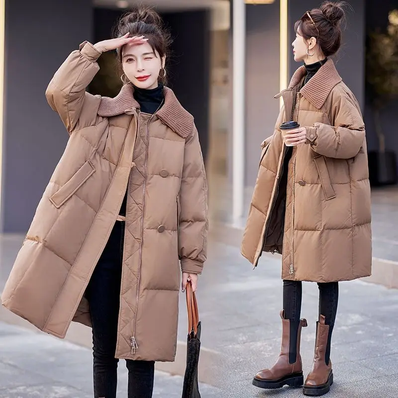 2025 nuevo abrigo de invierno Parkas para mujer chaqueta Parka informal cálida chaquetas largas forro grueso negro caqui ropa de nieve prendas de vestir para mujer