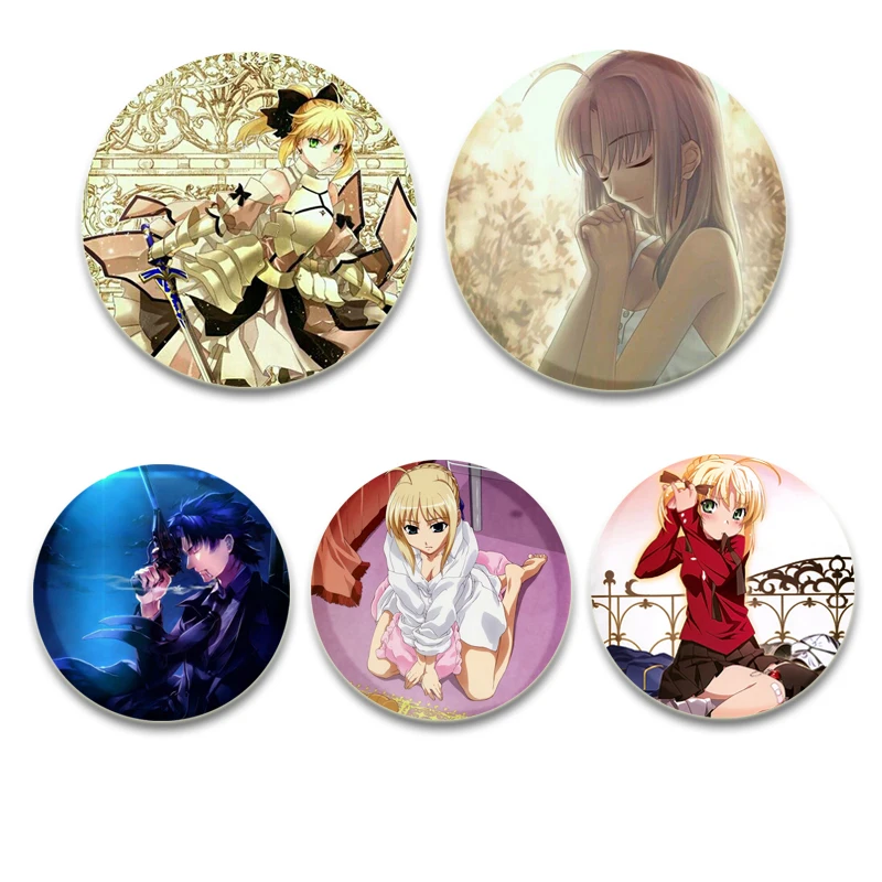 Anime Fate/stay Night Cartoon Badge Round DIY  Handmade Tinplate Creative Brooches for Backpack Jewelry Accessories Gifts