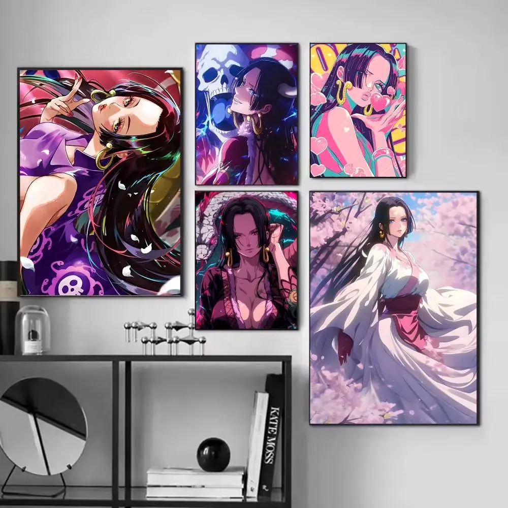 Anime Character One Piece Boa Hancock posters Self-adhesive Paper Print Home Living Room Bedroom Entrance Bar Cafe Art