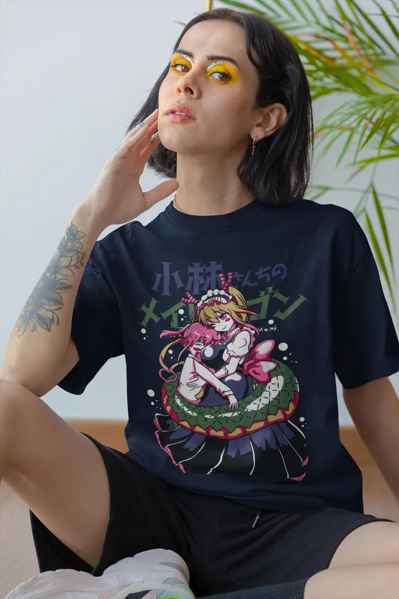 Mystic Maid Unisex T-shirt - Anime geïnspireerde graphics, Manga Art Design, Fantasy Dragons-thema, Japanse avonturenkleding, magie