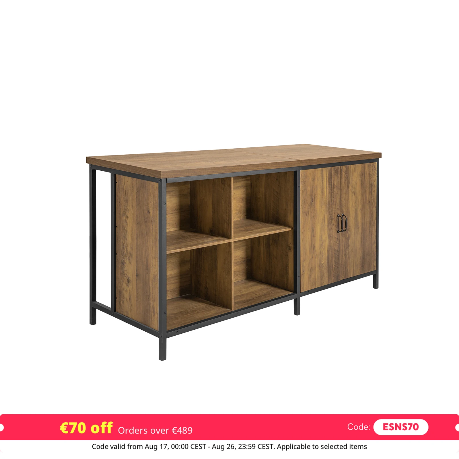 SoBuy KNL01-F Kücheninsel freistehend Küchenschrank Highborad Kommode Schrank Sideboard Bartisch Buffet Industrie-Design