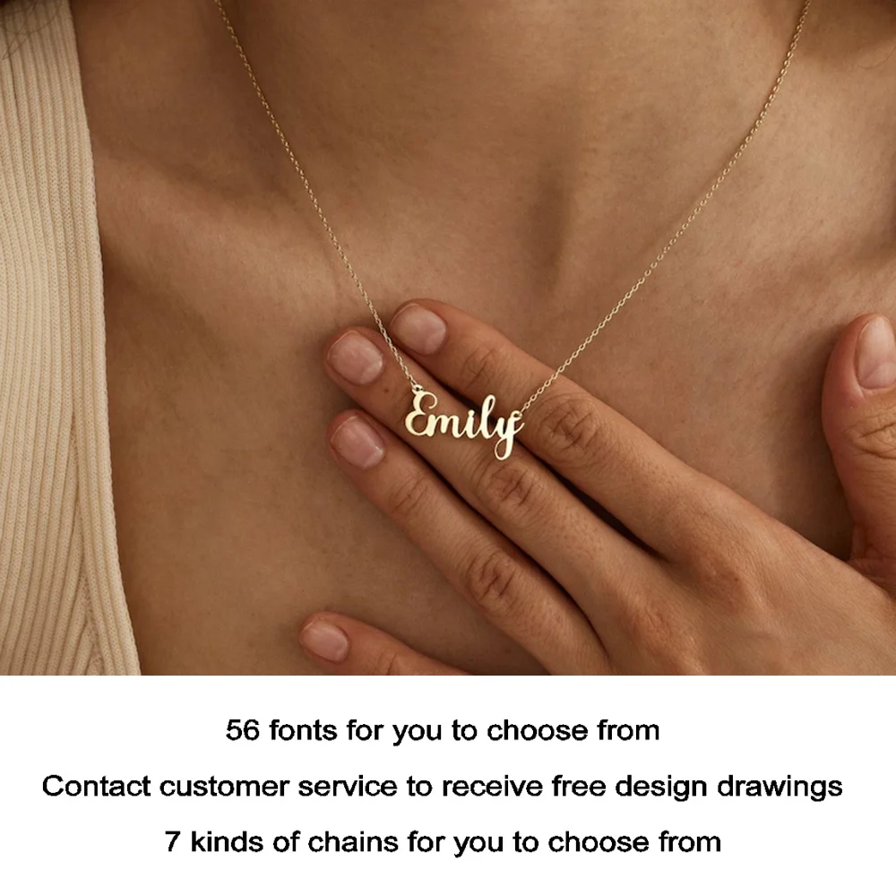 

2025 new custom name necklace, high quality waterproof rose gold chain, wife gift, personalized letter necklace silver