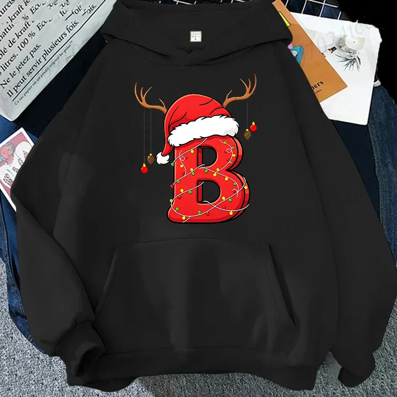 Funny Xmas Initial A_Z Design Personalized Men Women Hoodies Sweatshirt Casual Hoody Fashion Brand Shirts Hoodie Christmas Gifts