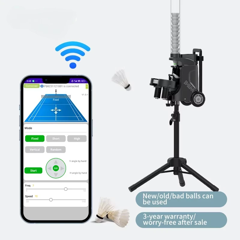 PB MINI PRO Heißer Verkauf Kompakter Mini-Badminton-Federball-Werfer mit App-Fernbedienung für Solo-Übungen überall
