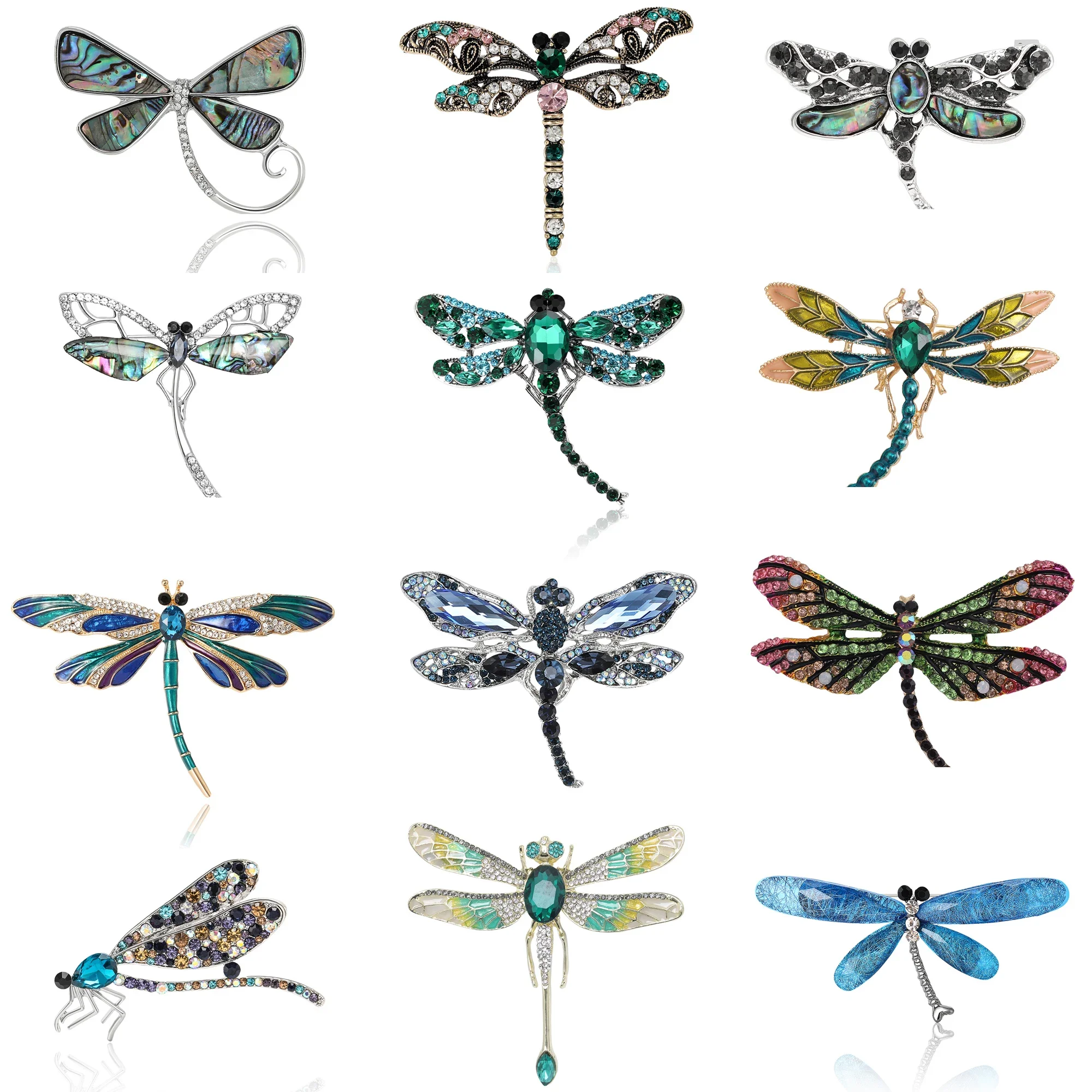 Strass Libel Broche Voor Vrouwen Unisex Email Insect Pin Shell Libel Evenement Party Rugzak Decoratie Kleding Accessoire