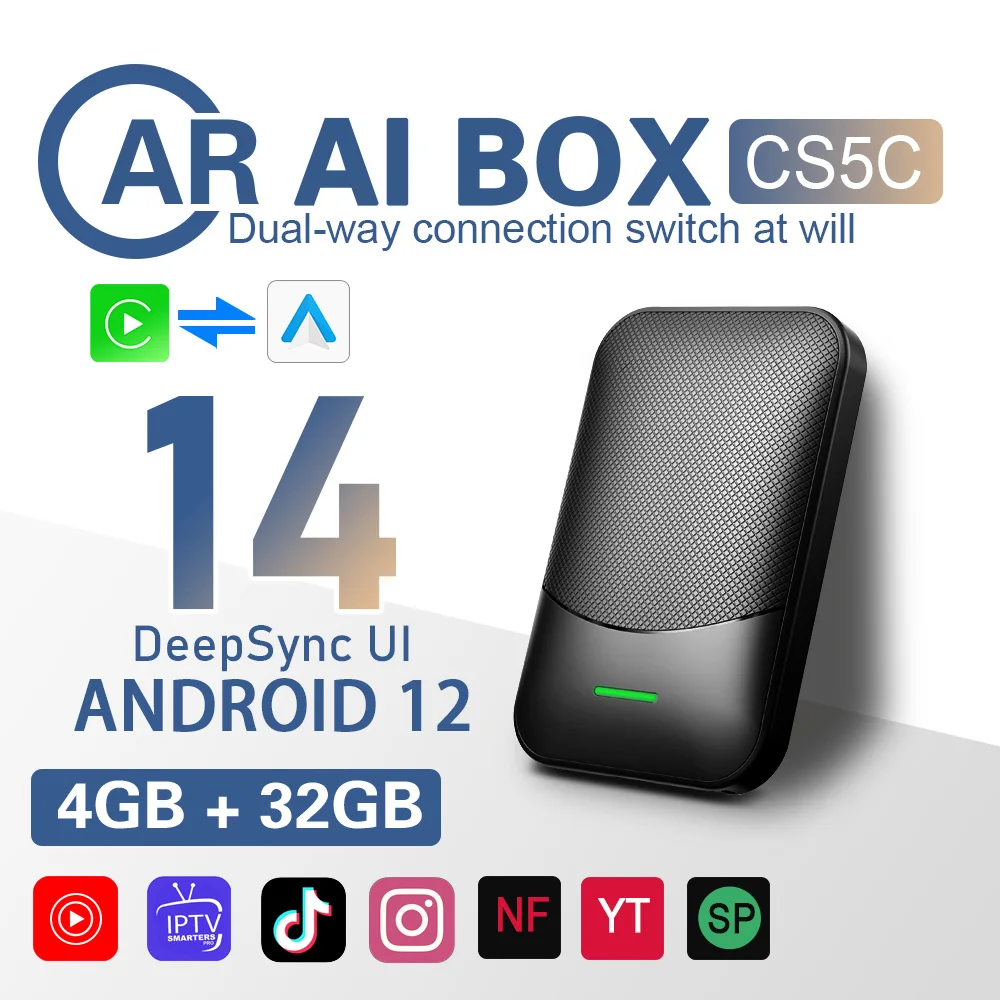 

BYLITU Wireless CarPlay Dongle 3ni1 Wireless Android Auto Adapter 2+16/4+32GB Android DeepSync UI 14 Built-in YouTube Netflix