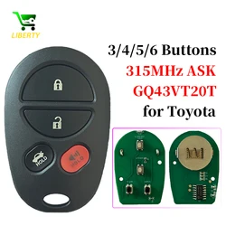 Liberty Car Remote Key for Toyota Sienna Highlander Sequoia Tacoma Tundra Avalon Solar 2008 2009 2010 2011 2012 GQ43VT20T 315MHz