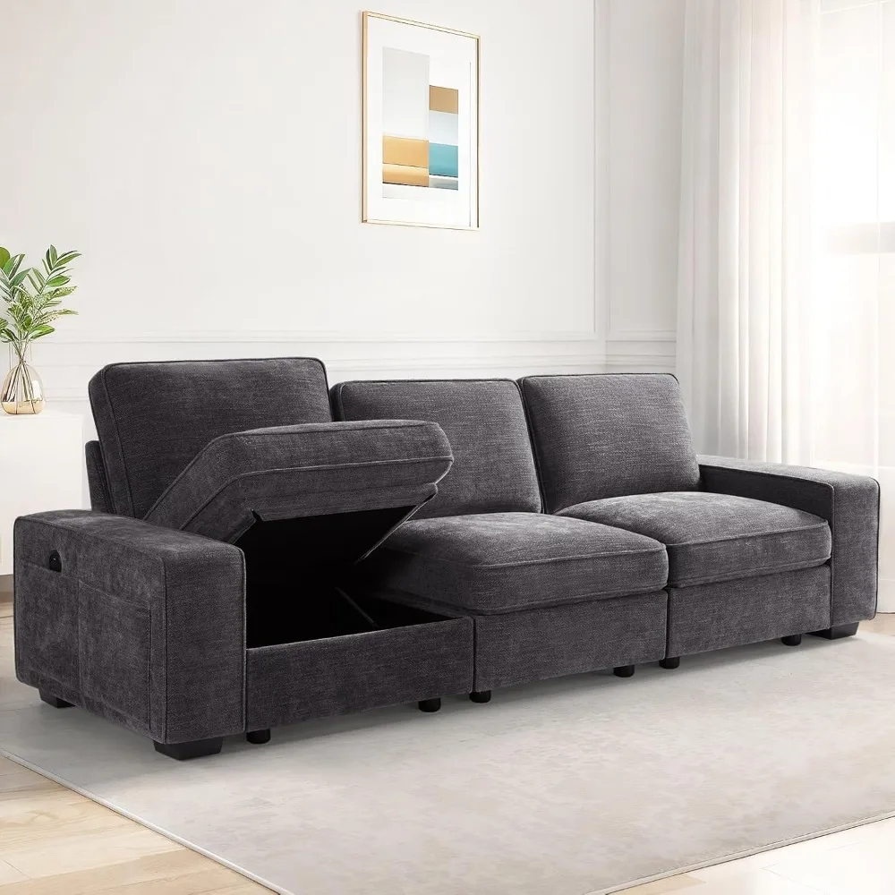 

100" Modular Sofa Couch with Seats Storage, Comfy 3-Seater Chenille Fabric Sectional Couches for Living Room, Office,Small Space