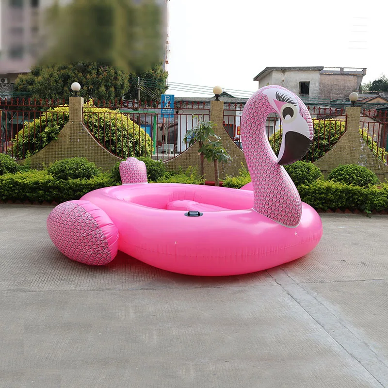 Hot Sale 6 Person Water Floating Flamingo Water Play Equipment Inflatable Summer Water Giant Flamingo Pool Float
