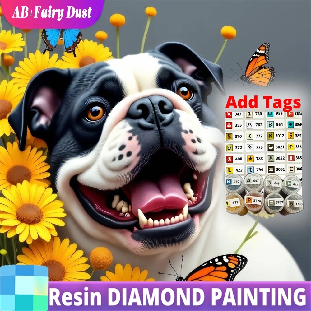 

Resin AB Fairy Dust Diamond Painting Dog Animal DIY Picture Of Rhinestones Butterfly Mosaic Flower Cross Stitch Handicraft