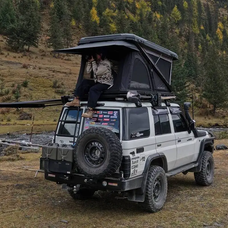 Breathable Mesh Window Built-In Mattress Car Hard Roof Tent Slim S Shell Pop-Up SUV Vehicle RoofTent With Graphene Coating