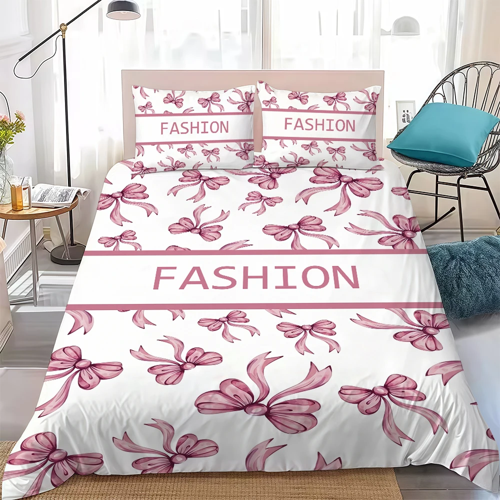 Fashion Beautiful Bow Duvet Cover Set Home Style Bedding Soft Laundry Cotton Bed 3 Piece Set Student Dormitory Gift