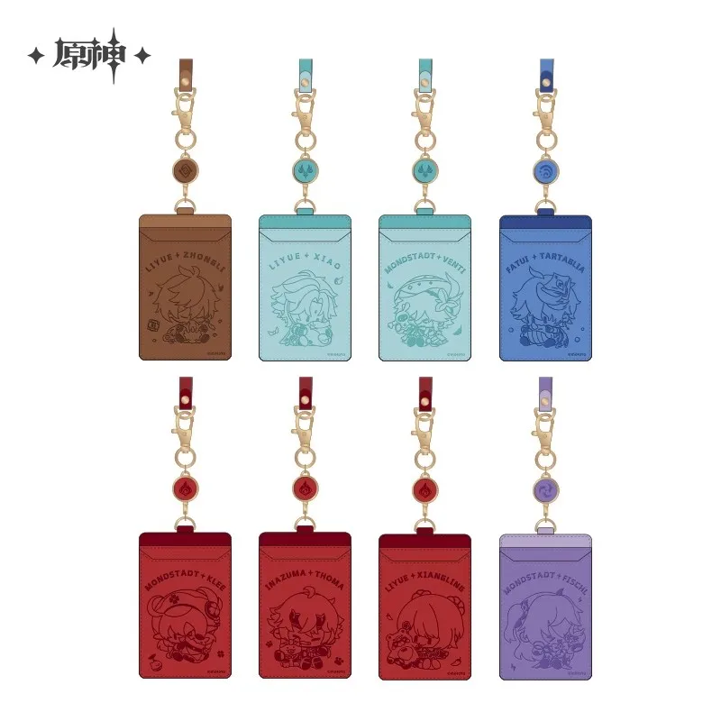 Official Game Genshin Impact Zhongli Klee Cartoon Photocard Holder Keychain Photo Sleeve ID Card Cover Student Bag Pendant Gift