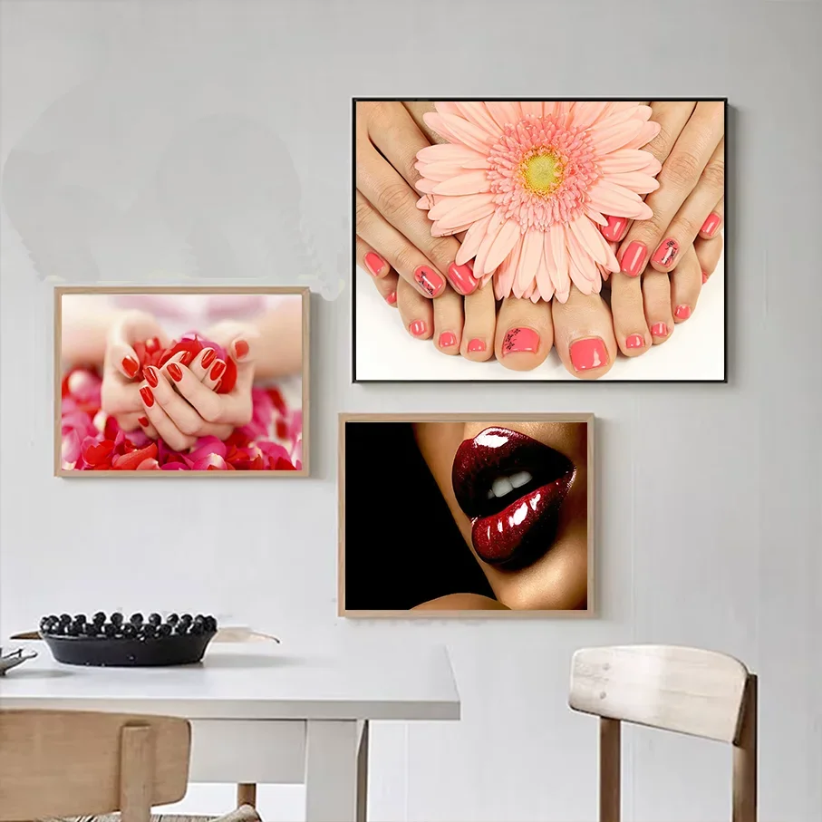 Frameless Canvas Print Beauty Nail Makeup Eyebrow Spa Salon Wall Art, Decoration Picture Home Decor