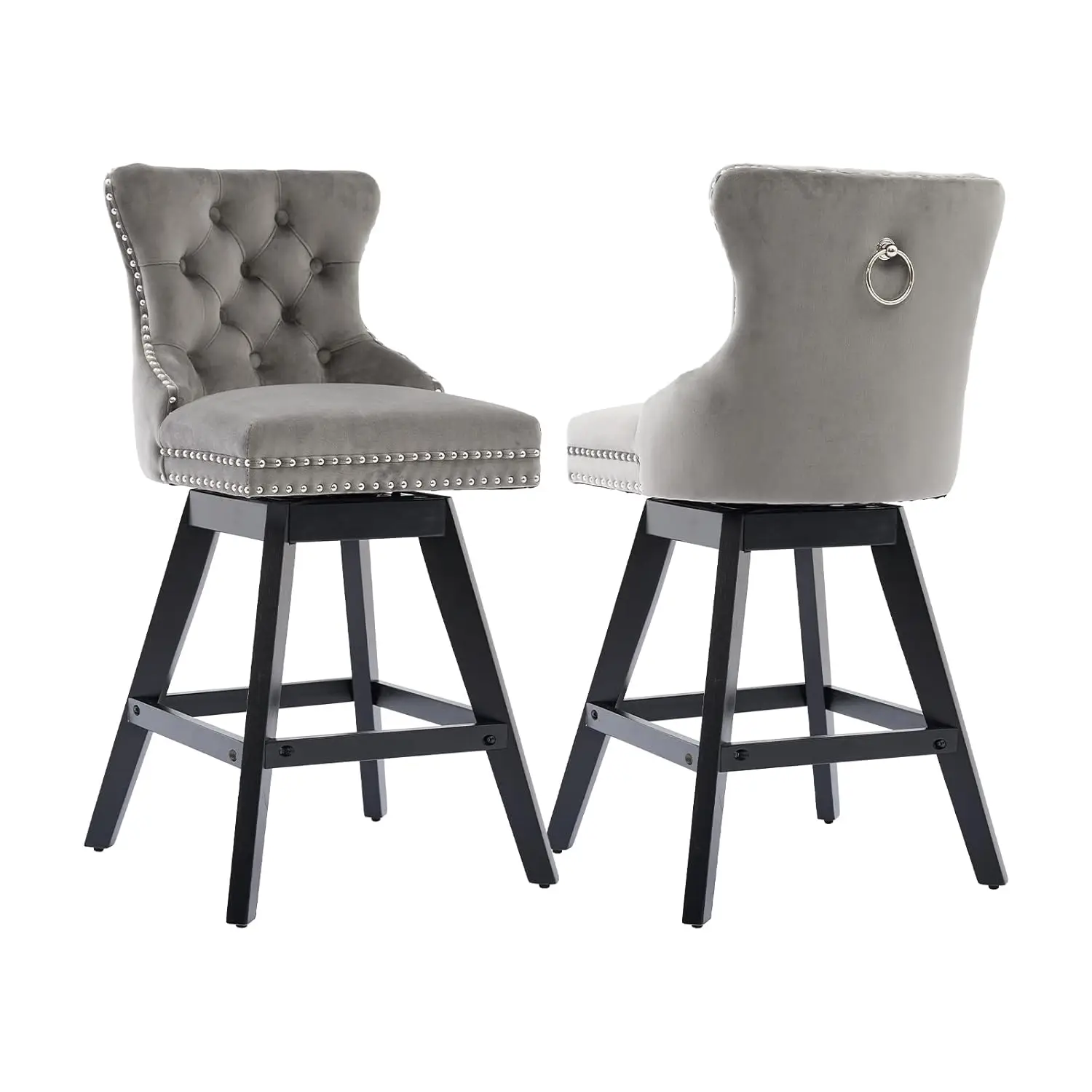 

Набор из 2 серых барных стульев, современные поворотные барные стулья из вельвета, высота до столешницы, мягкие стулья для кухонного острова, с возможностью индивидуального заказа