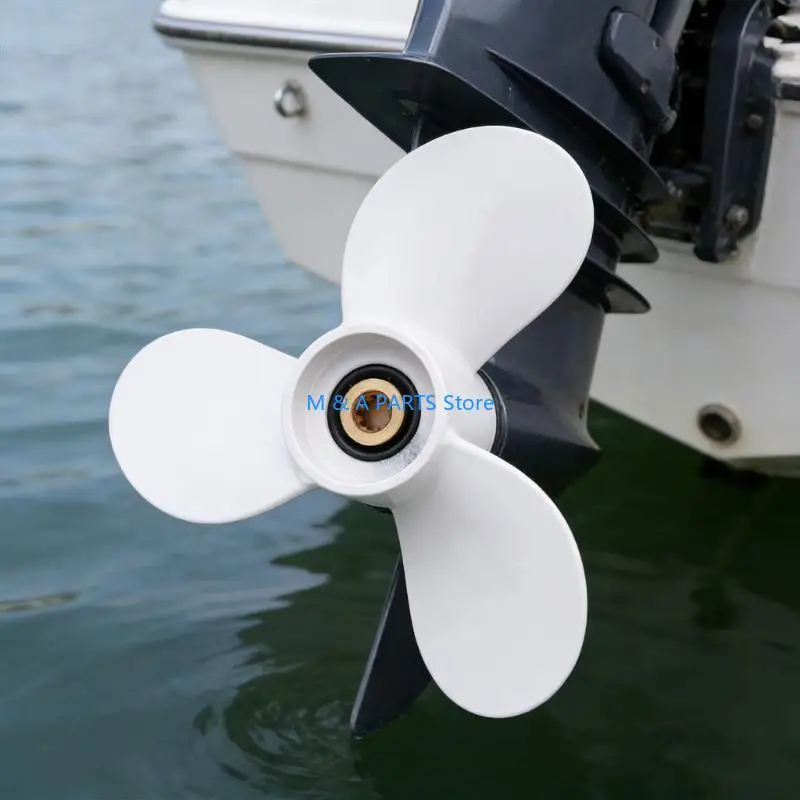 U1JF Aluminum 3 Blade 7 1 2x7 Marine Propeller Having 9 Splines For 4 6 Power Motors