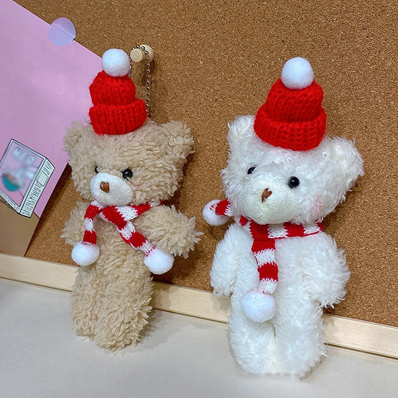 Kawaii Christmas Bear Keychain Cartoon Cute Plush Bear Pendant Children Toys Fashion Backpack Decoration Accessories Gifts