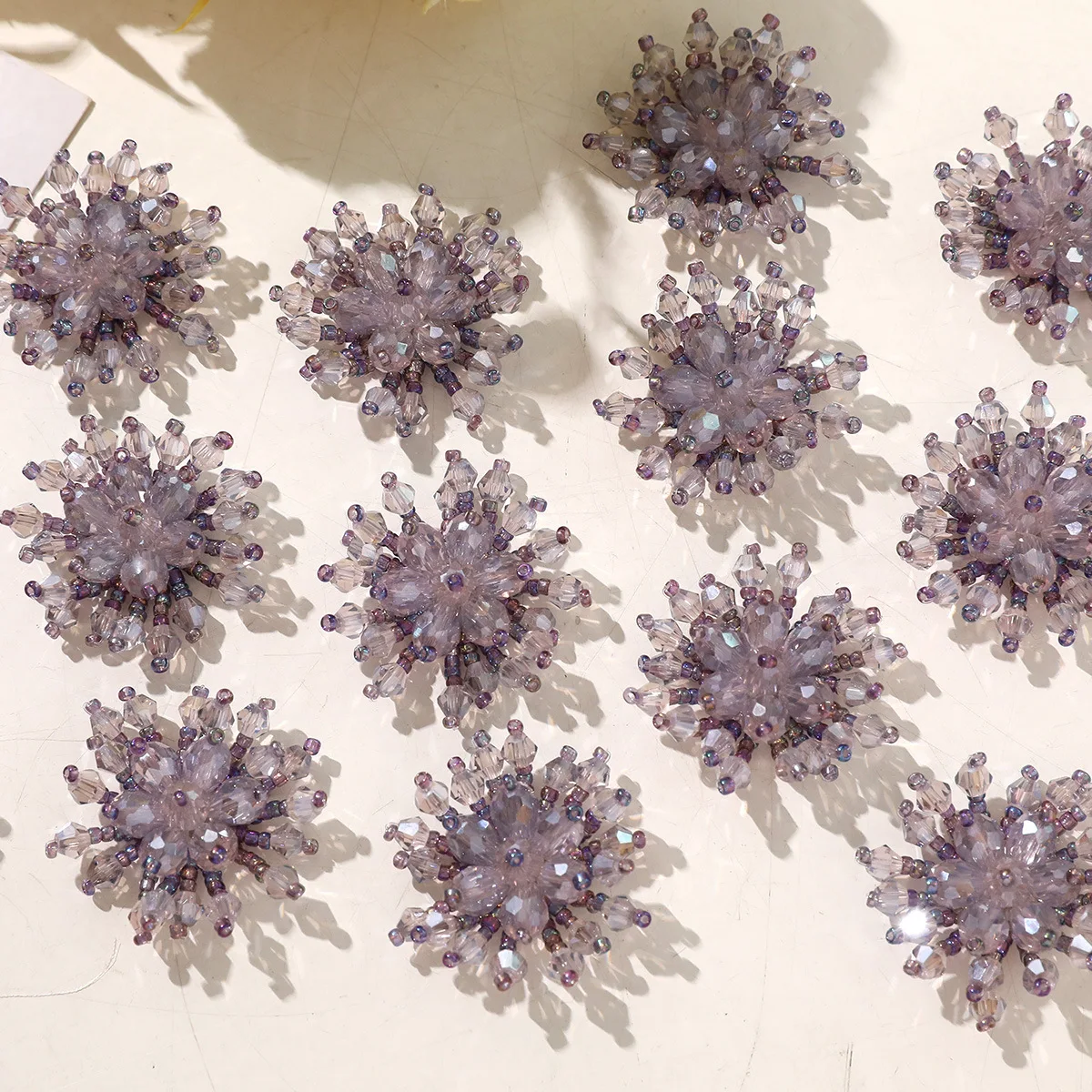Premium Purple Crystal Beaded Firework Shoe Charms for Jelly Clogs Summer Fashion Trendy DIY Buckle Accessory
