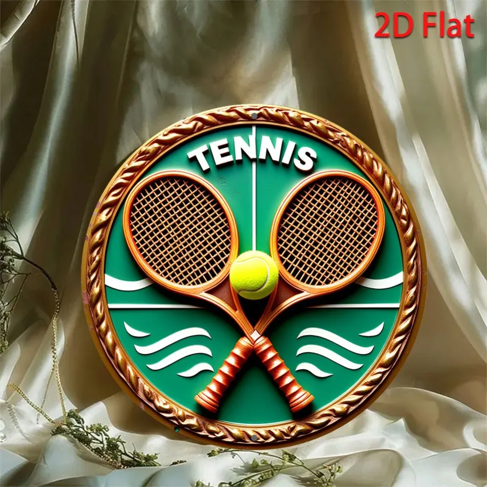 1 Piece of Retro Tennis Match Aluminum Wall Art Logo with Cross Decoration Suitable for Home, Bar, Garage view 4